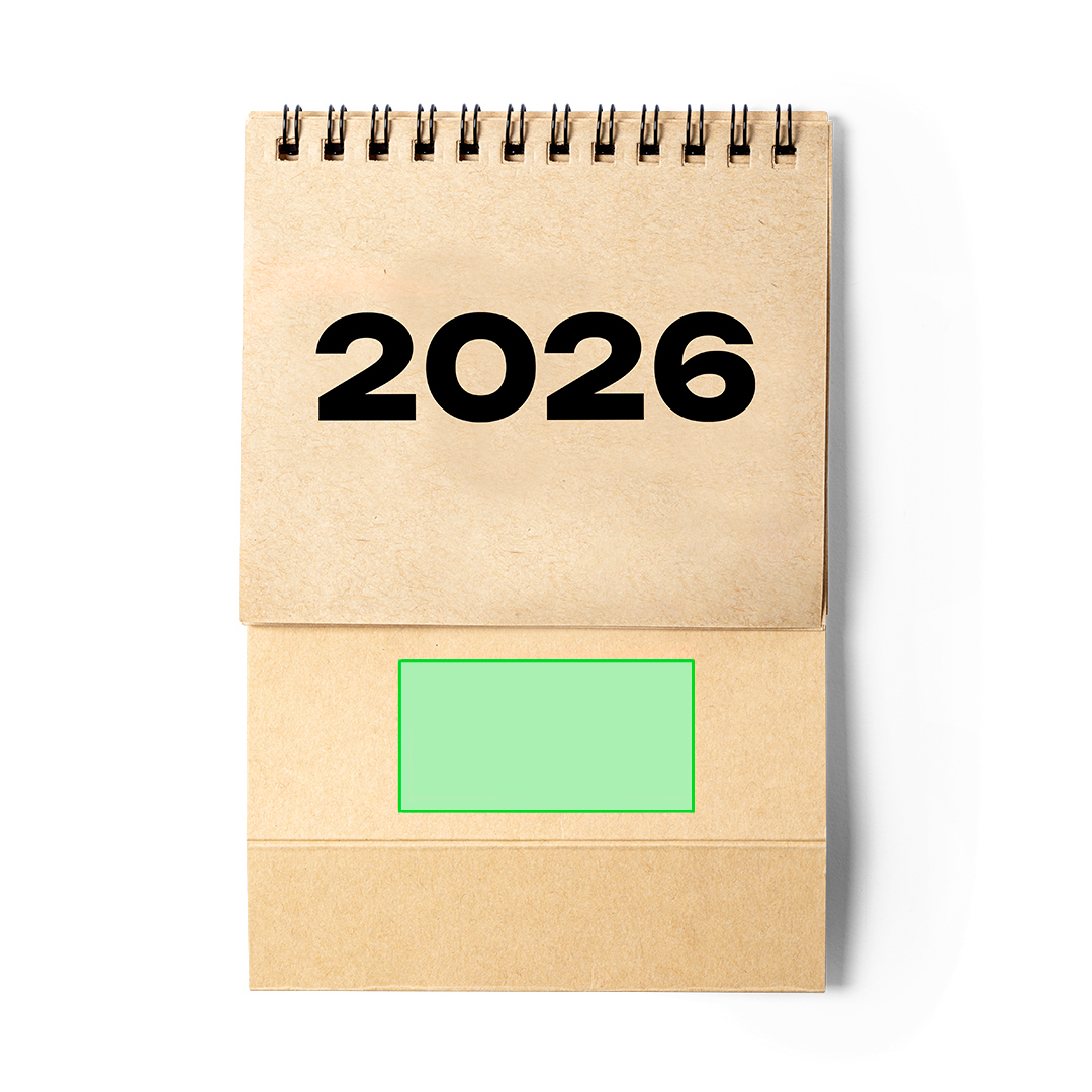 Calendario de sobremesa de cartón reciclado con soporte
