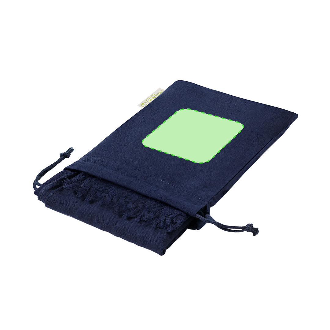 Foulard de algodón orgánico 100% con funda de algodón orgánico y cierre de cordón — el más sostenible del catálogo