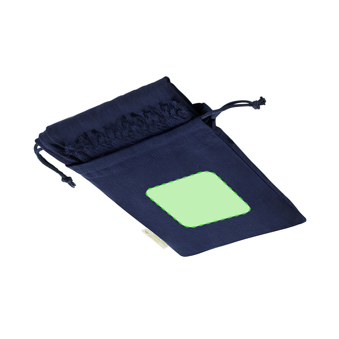 Foulard de algodón orgánico 100% con funda de algodón orgánico y cierre de cordón — el más sostenible del catálogo