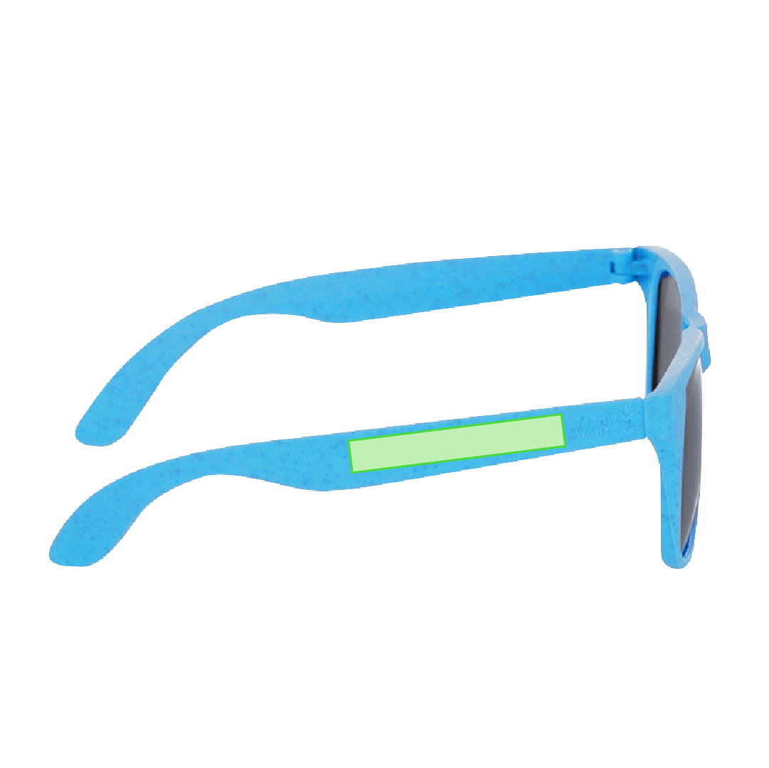 Gafas de sol de línea nature UV400 con montura en caña de trigo con distintivo Wheat Straw y lentes negro — presentadas en estuche eco