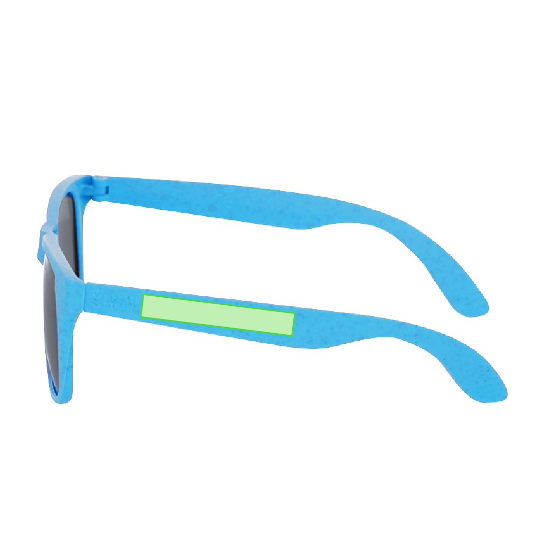 Gafas de sol de línea nature UV400 con montura en caña de trigo con distintivo Wheat Straw y lentes negro — presentadas en estuche eco