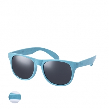 Gafas de sol de línea nature UV400 con montura en caña de trigo con distintivo Wheat Straw y lentes negro — presentadas en estuche eco