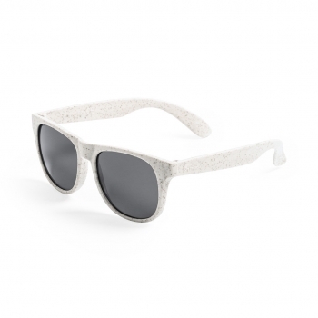 Gafas de sol de línea nature UV400 con montura en caña de trigo con distintivo Wheat Straw y lentes negro — presentadas en estuche eco