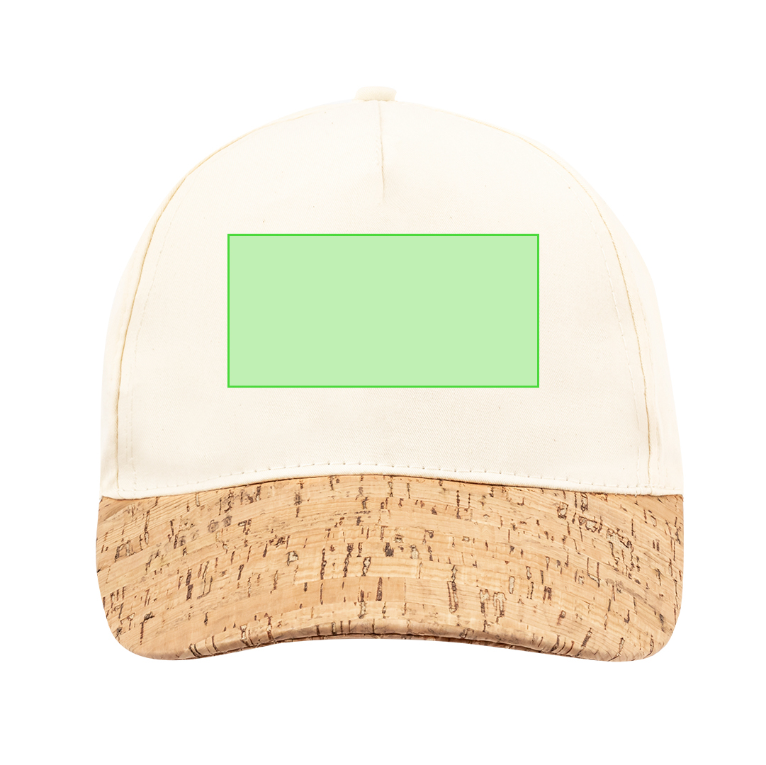 Gorra 5 paneles de algodón orgánico con visera de corcho natural y cierre de velcro