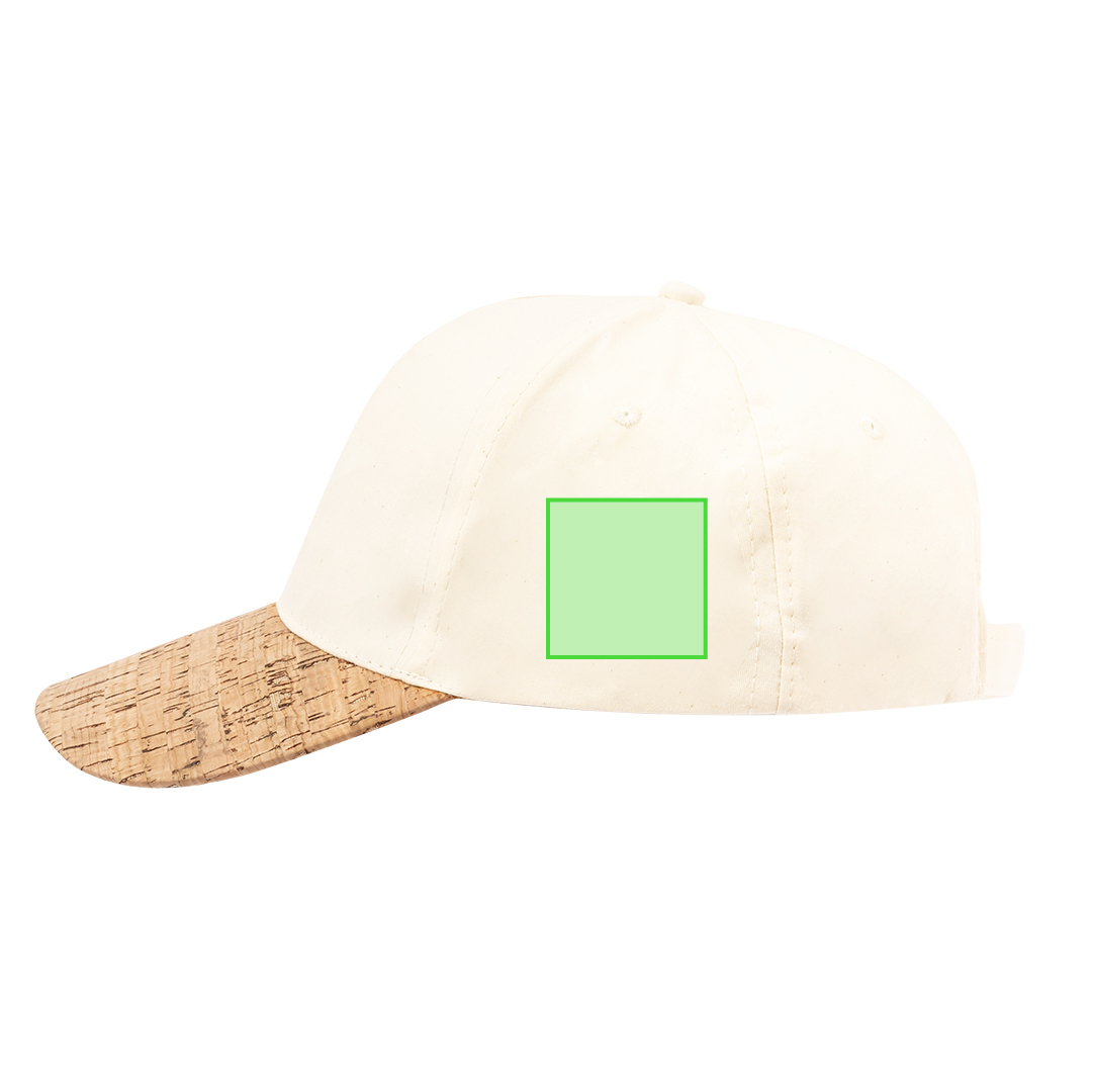 Gorra 5 paneles de algodón orgánico con visera de corcho natural y cierre de velcro