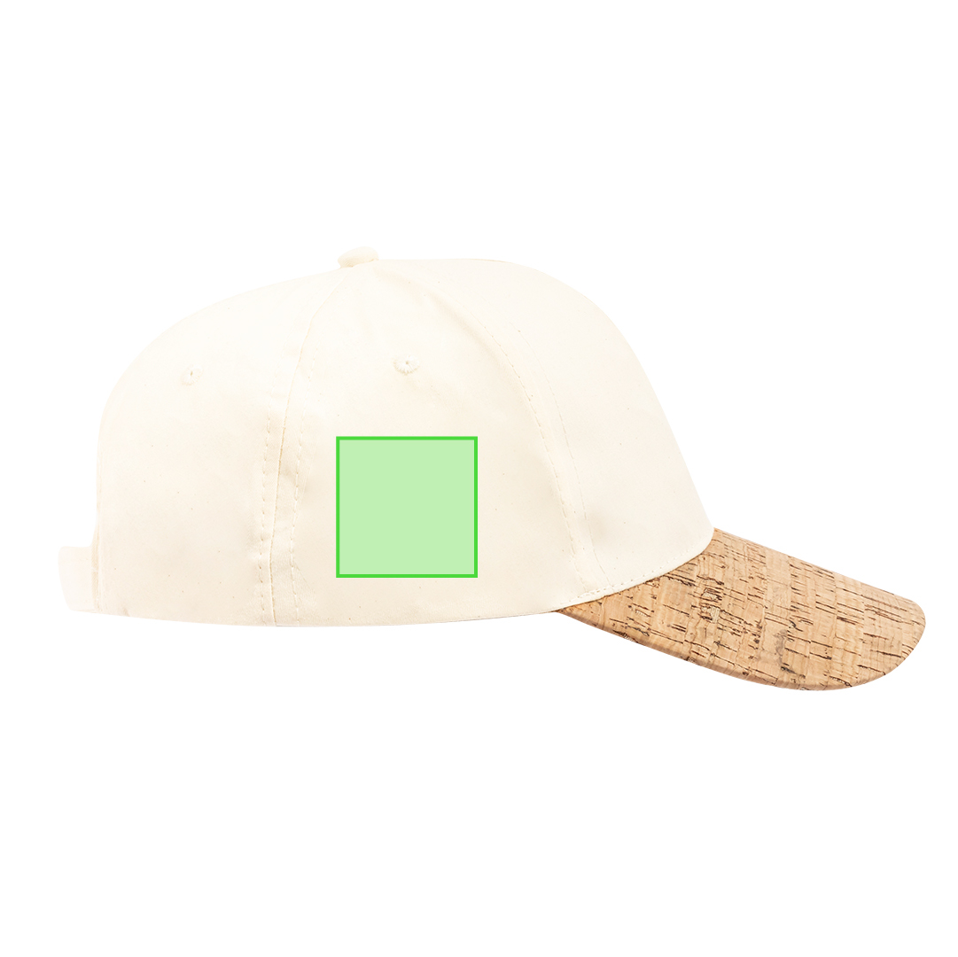 Gorra 5 paneles de algodón orgánico con visera de corcho natural y cierre de velcro
