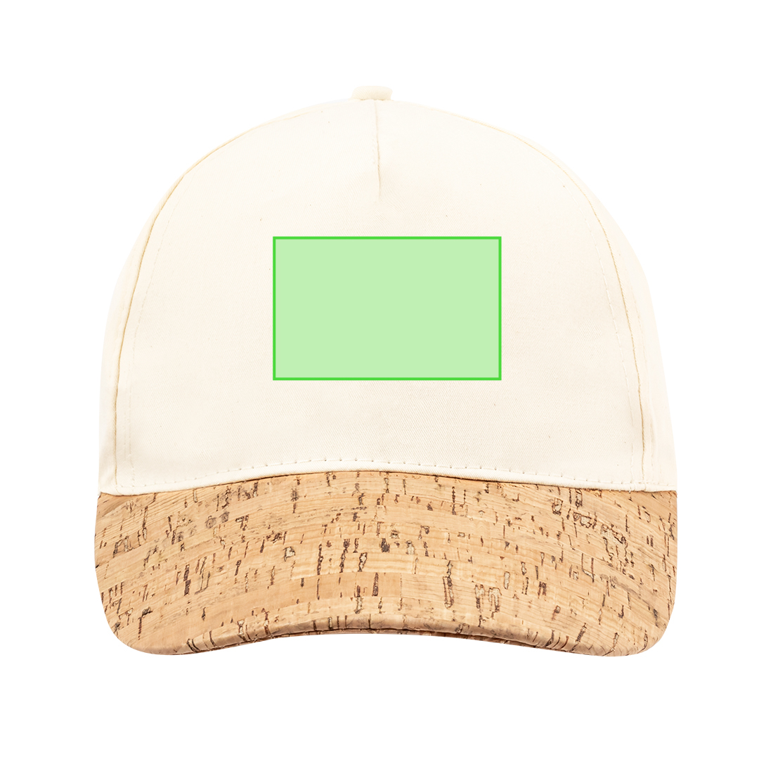 Gorra 5 paneles de algodón orgánico con visera de corcho natural y cierre de velcro