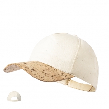 Gorra 5 paneles de algodón orgánico con visera de corcho natural y cierre de velcro