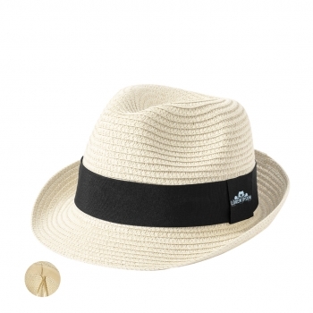 Sombrero de paja de papel sintética ajustable con cinta exterior e interior en variada gama de colores