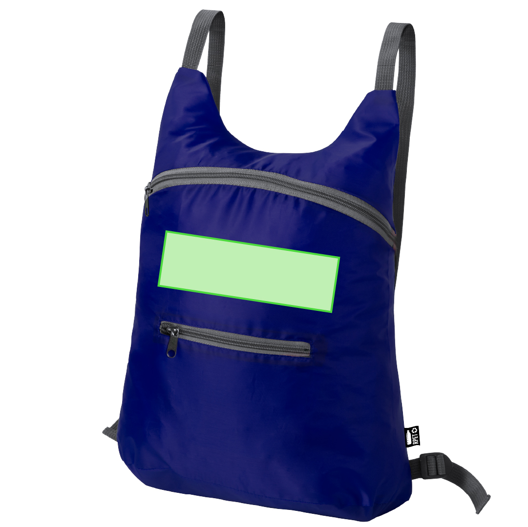 Mochila plegable de RPET 210D ultraligera con bolsillo frontal y esquinas reforzadas