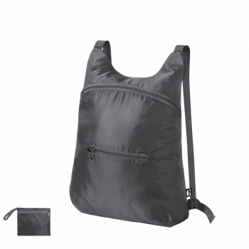 Mochila plegable de RPET 210D ultraligera con bolsillo frontal y esquinas reforzadas