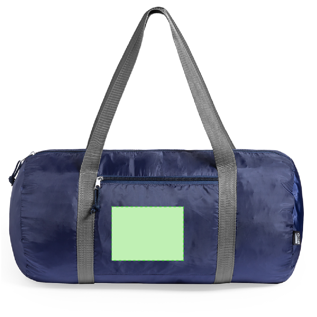 Bolso de RPET 290T bicolor retro con asas de nylon en gris y tiradores con cuerdas