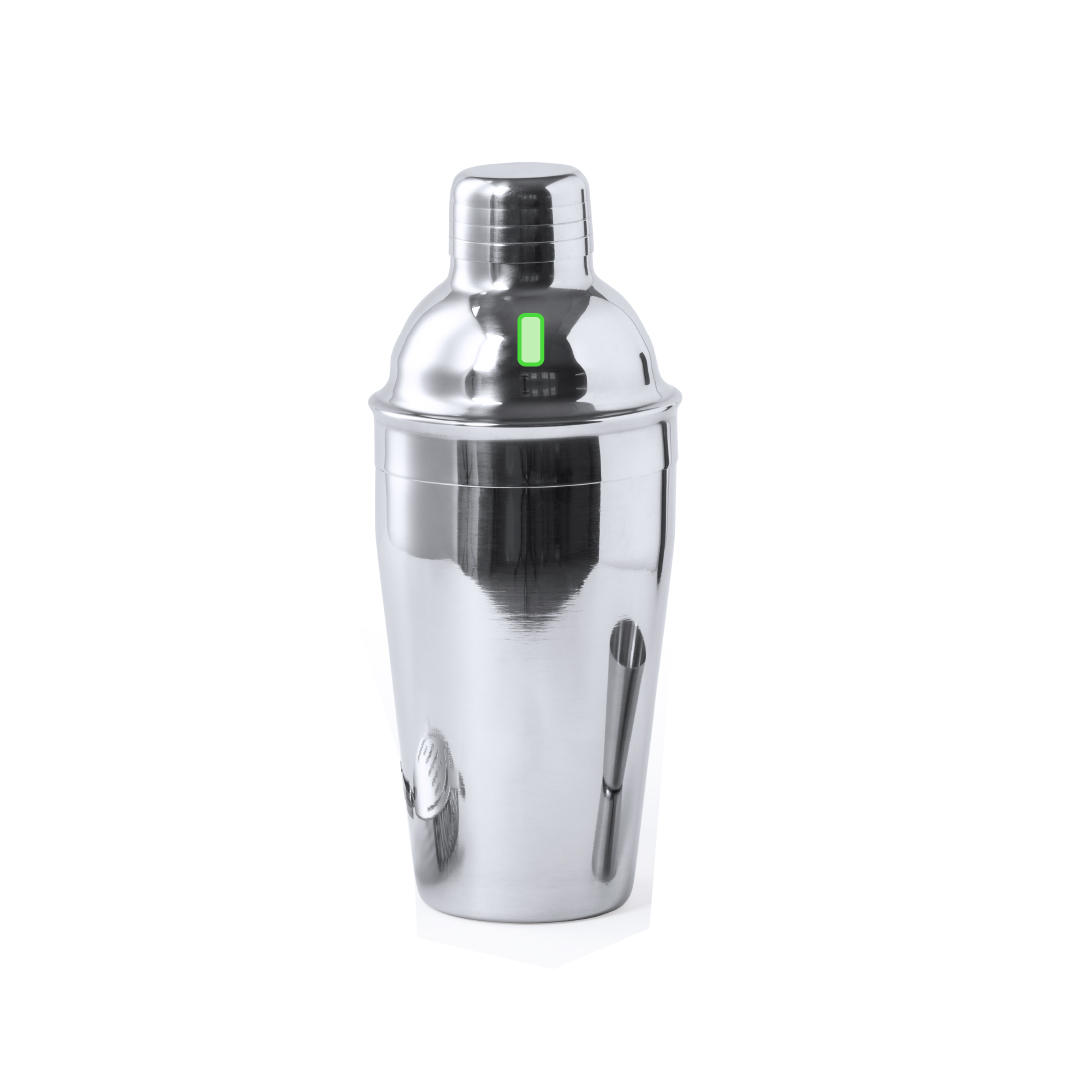 Set de cóctel de acero inoxidable cromado 3 accesorios con coctelera 550 ml