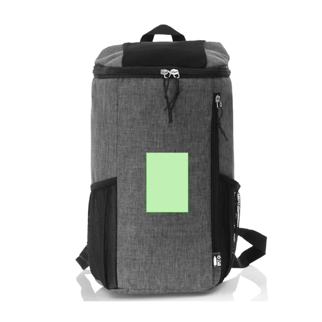 Mochila nevera de RPET 600D 10L con interior PEVA, bolsillos de redecilla y cintas acolchadas