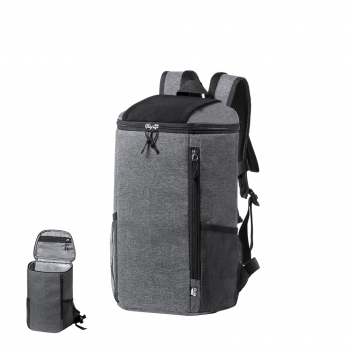 Mochila nevera de RPET 600D 10L con interior PEVA, bolsillos de redecilla y cintas acolchadas
