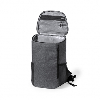 Mochila nevera de RPET 600D 10L con interior PEVA, bolsillos de redecilla y cintas acolchadas