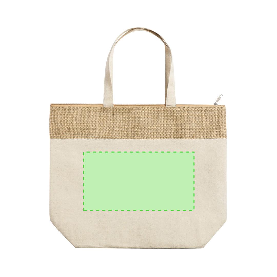 Bolsa térmica grande de algodón y yute laminado con interior de aluminio y asas largas — hasta 7 kg