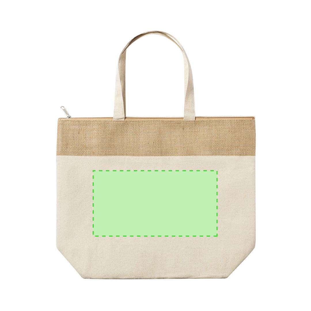 Bolsa térmica grande de algodón y yute laminado con interior de aluminio y asas largas — hasta 7 kg