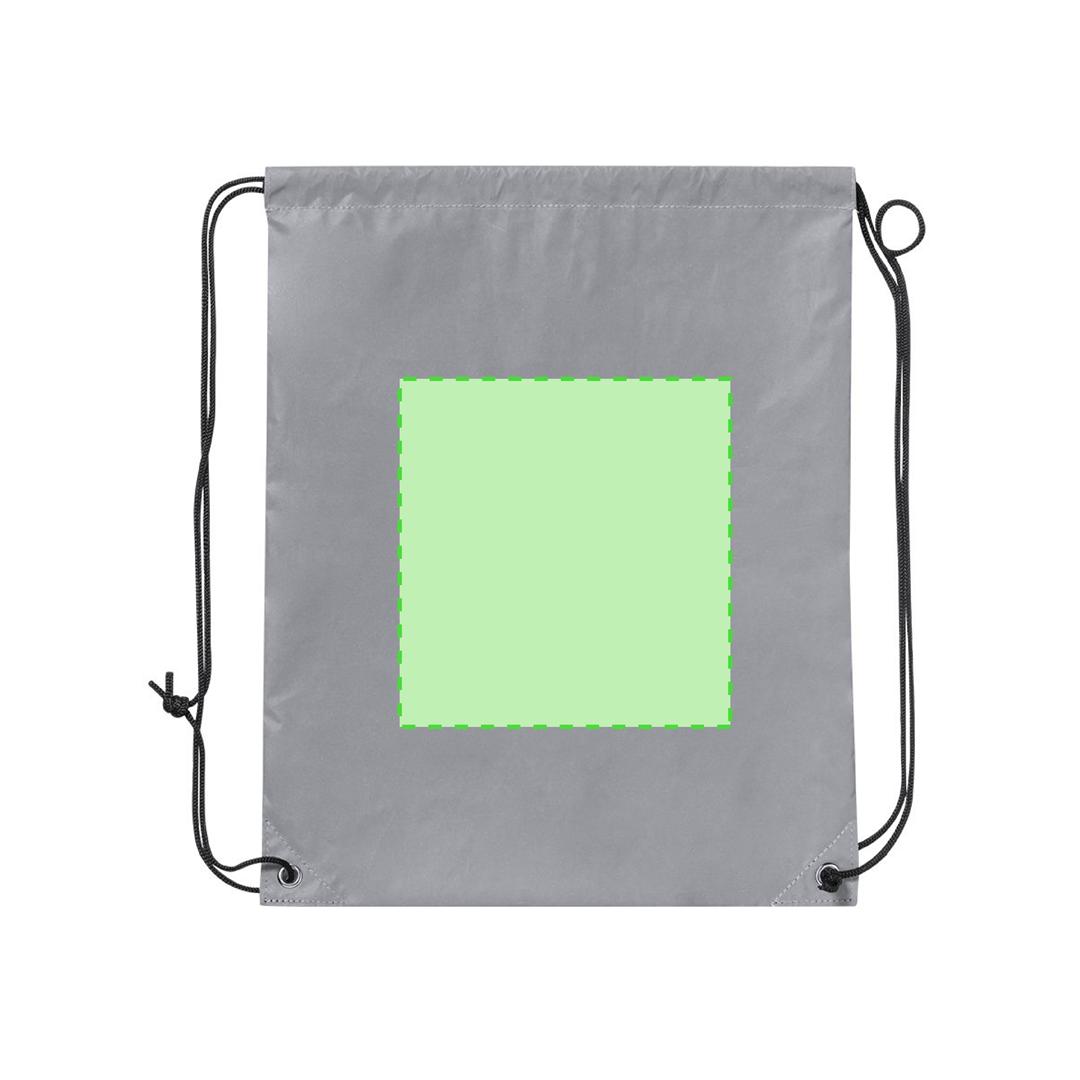 Mochila de cuerdas reflectante de poliéster 210T con retro-reflexión de luz y argollas metálicas