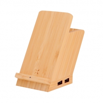 Lapicero multifunción de bambú con cargador 5W y 4 puertos USB