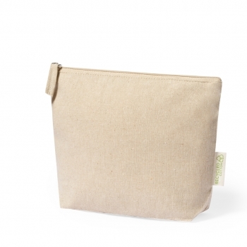 Neceser de algodón reciclado 180 g/m² natural con cremallera metálica