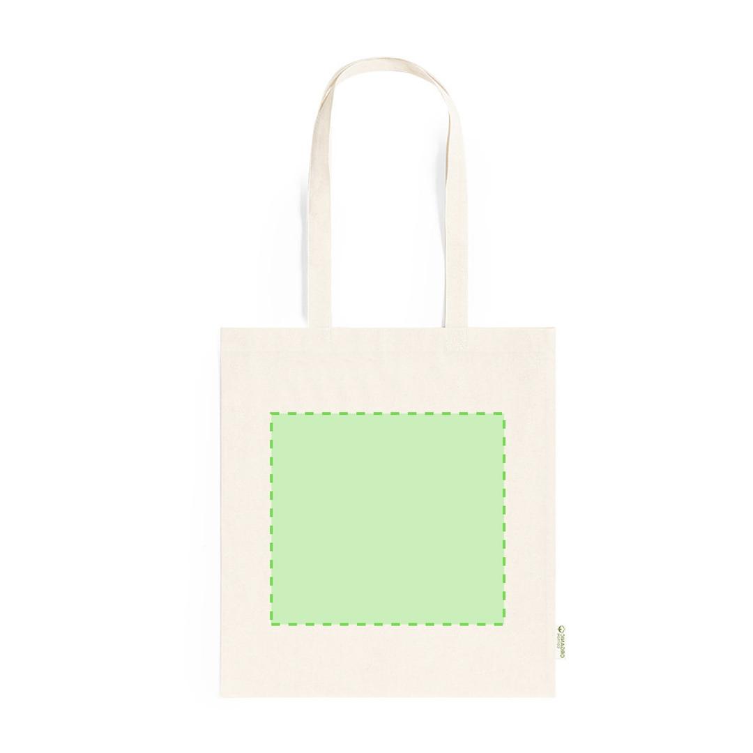 Bolsa de algodón orgánico 140 g/m² con hangtag de cartón reciclado