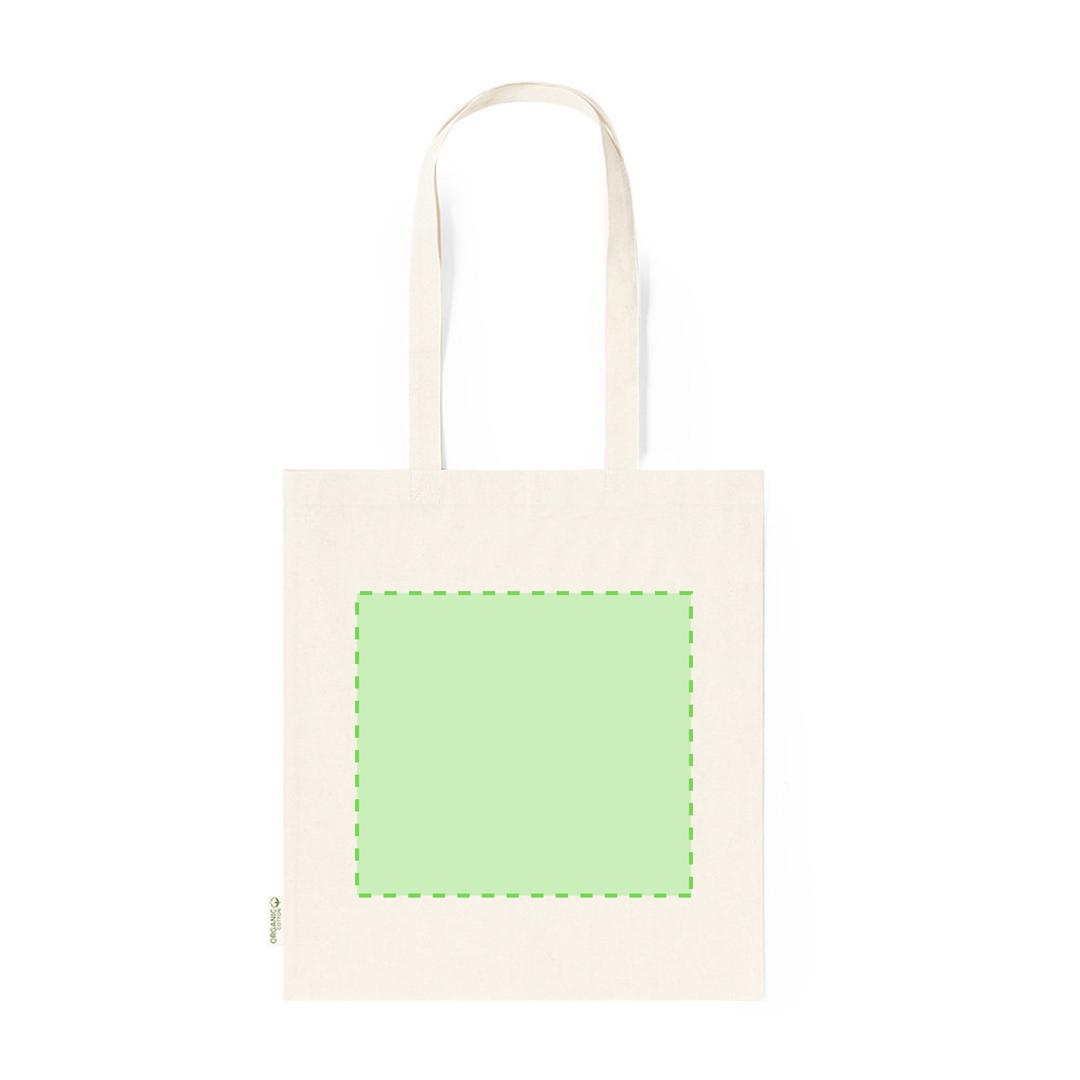 Bolsa de algodón orgánico 140 g/m² con hangtag de cartón reciclado