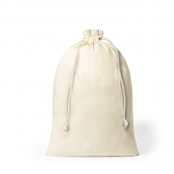 Bolsa grande de algodón 100% de 105 g/m² en color natural con cierre de cordón — 30x45 cm, la más grande del catálogo