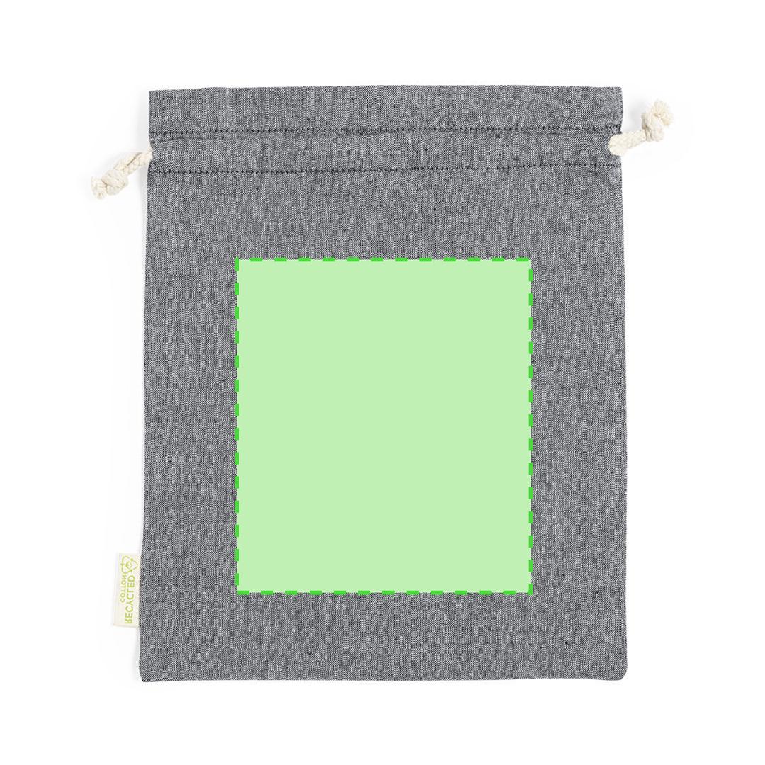 Bolsa de algodón reciclado GRS certificado 120 g/m² con cierre de cordón — grande 25x30 cm, etiqueta GRS