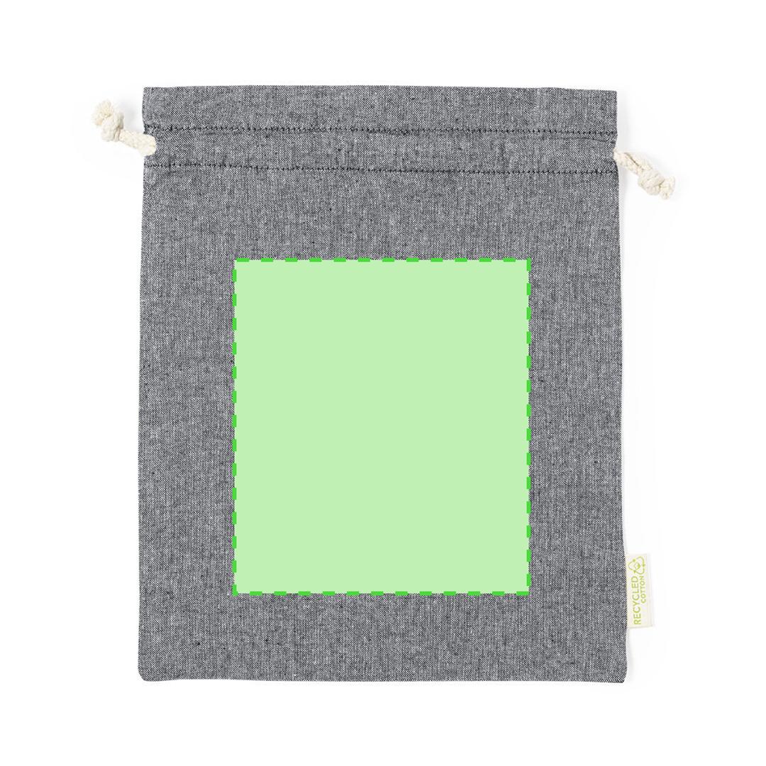 Bolsa de algodón reciclado GRS certificado 120 g/m² con cierre de cordón — grande 25x30 cm, etiqueta GRS