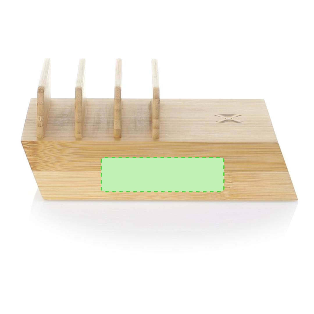 Cargador inalámbrico de bambú 10W con 3 salidas USB simultáneas