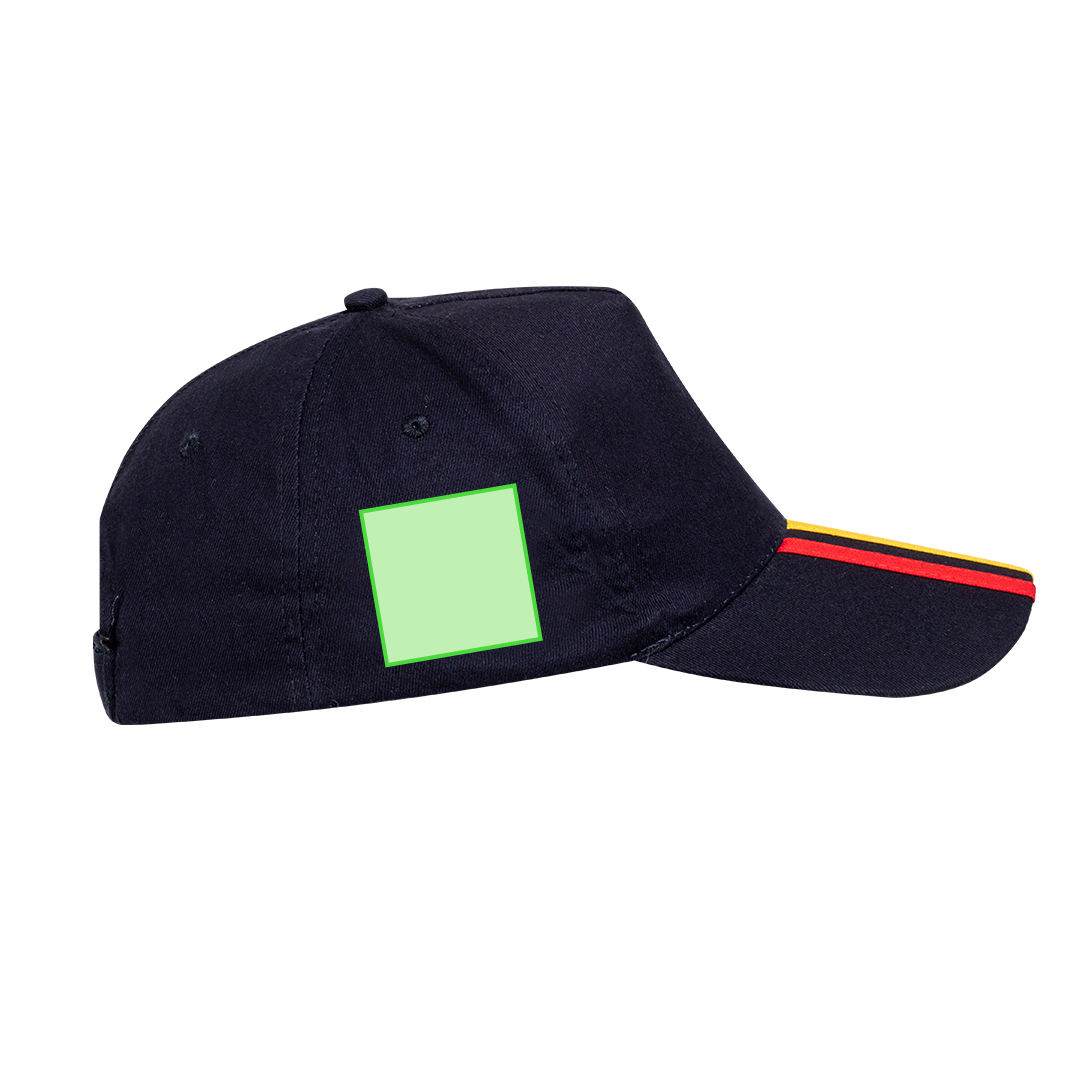 Gorra Desthin diseño España — 100% algodón peinado 5 paneles con cierre ajustable de velcro