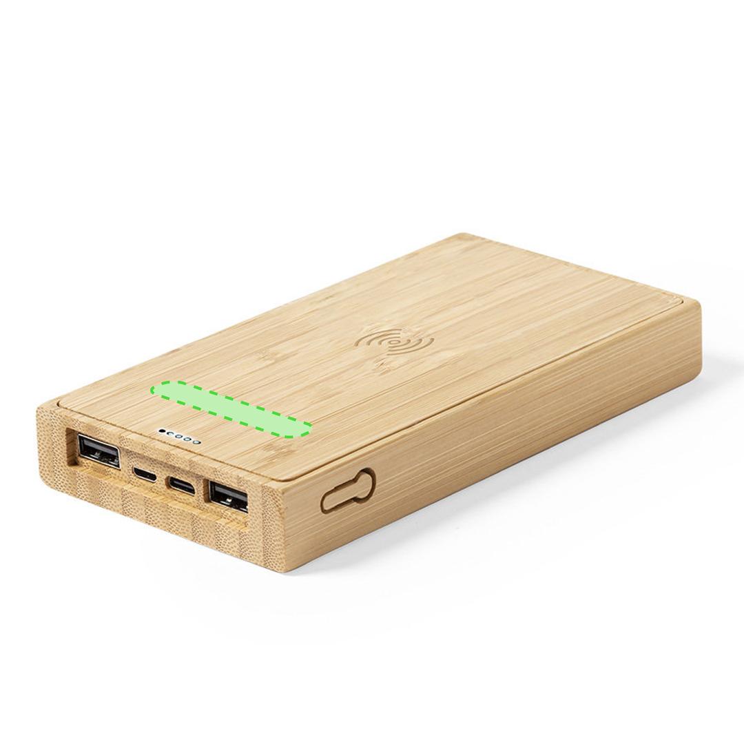 Powerbank solar de bambú con carga inalámbrica 5W de 10000 mAh