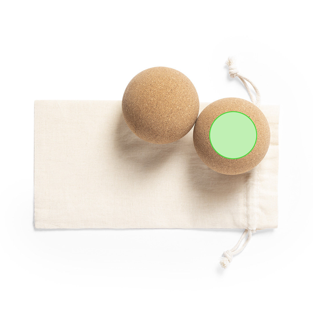 Set de bolas de corcho de yoga con funda