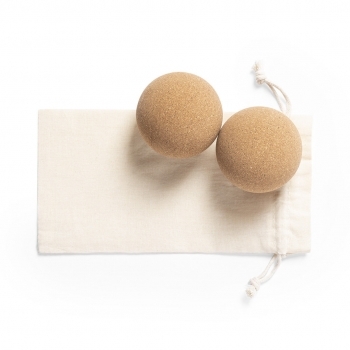 Set de bolas de corcho de yoga con funda