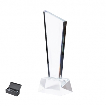 Trofeo de cristal en estuche