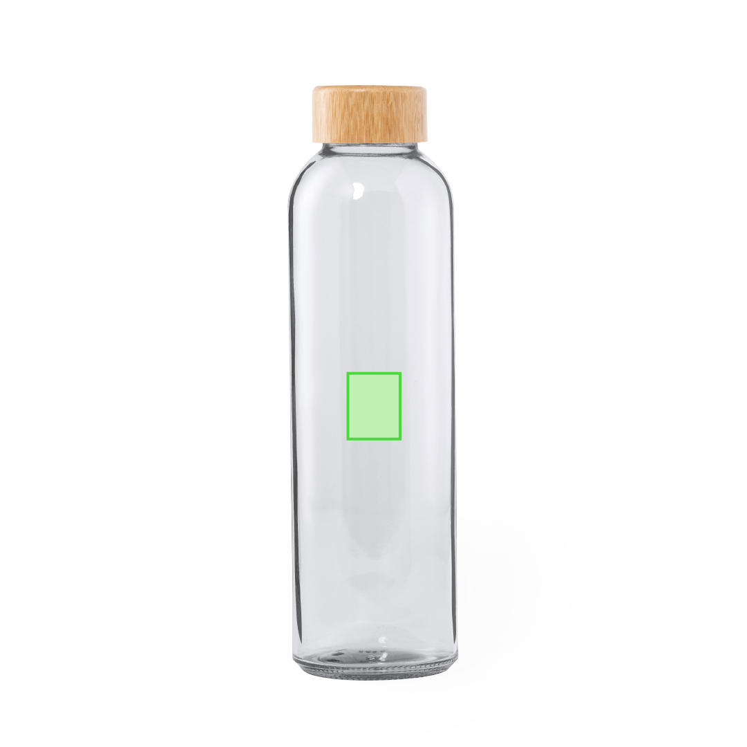 Bidón orgánico esmerilado de cristal y bambú 500 ml