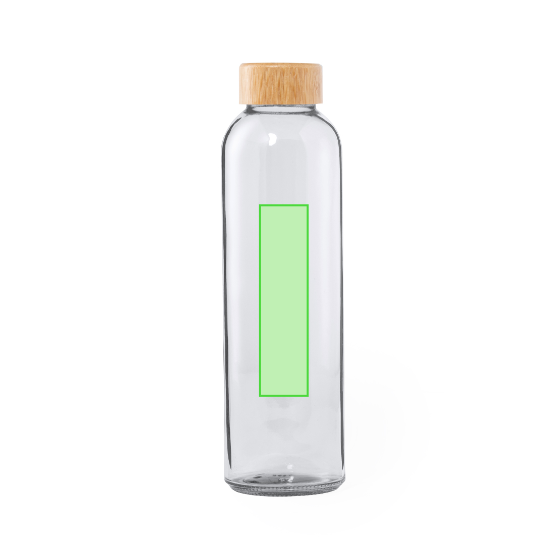 Bidón orgánico esmerilado de cristal y bambú 500 ml