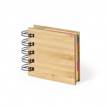 Set organizador de notas adhesivas con portada de bambú