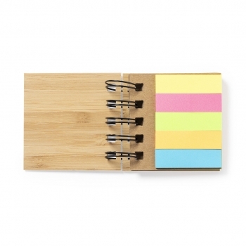 Set organizador de notas adhesivas con portada de bambú