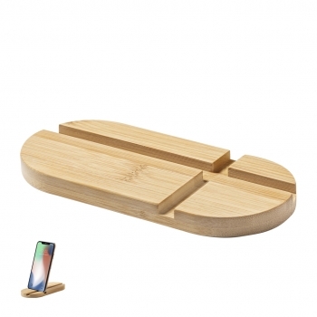 Soporte de bambú natural con diseño clásico para smartphone