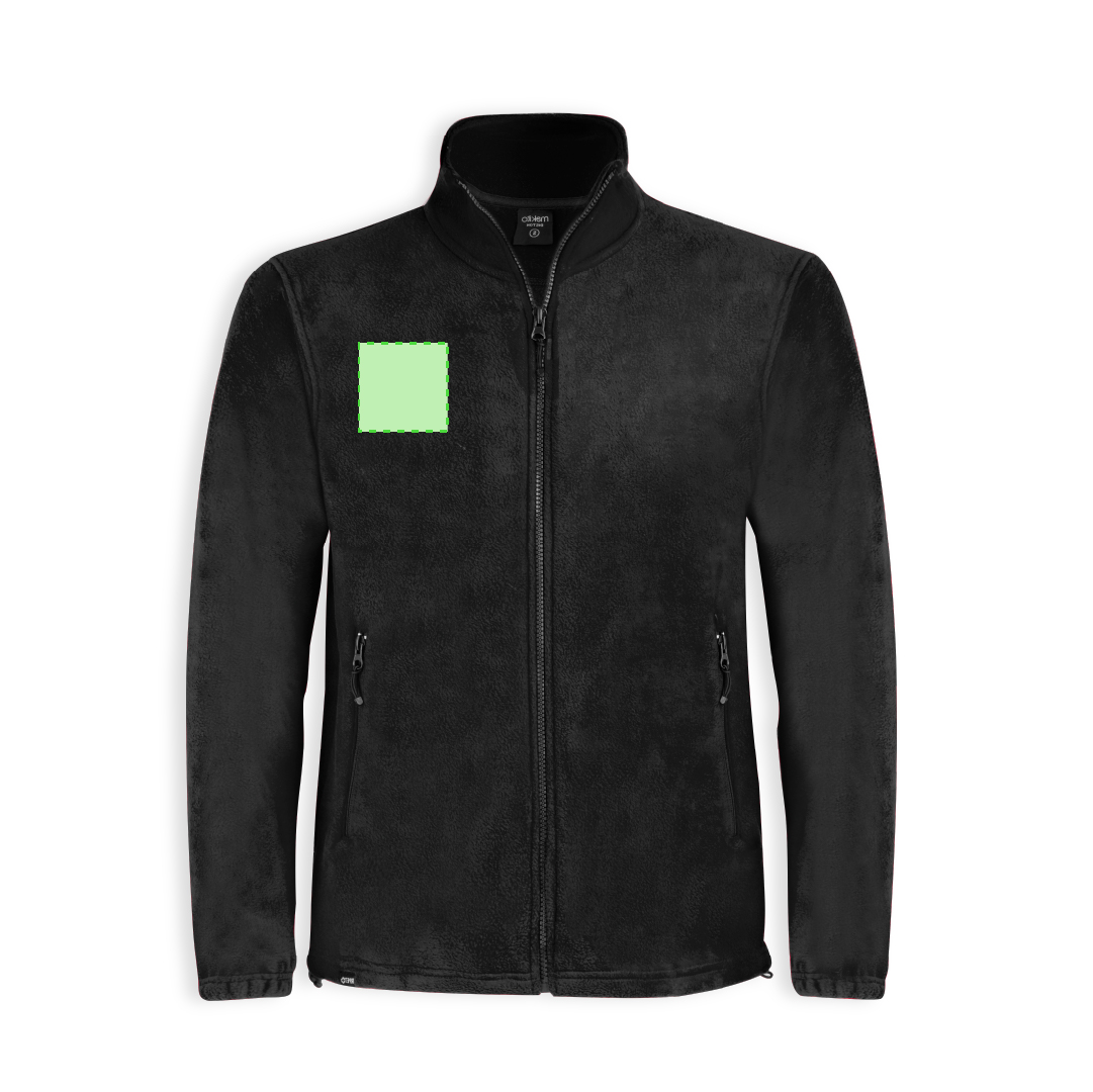 Chaqueta polar Diston adulto RPET — polar fleece RPET 280 g/m² anti-pilling, cuello alto, cremallera invisible en bolsillos, puños ribete elástico