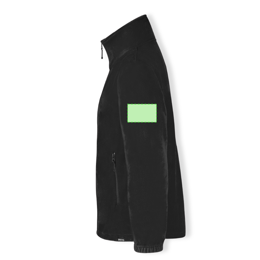 Chaqueta polar Diston adulto RPET — polar fleece RPET 280 g/m² anti-pilling, cuello alto, cremallera invisible en bolsillos, puños ribete elástico