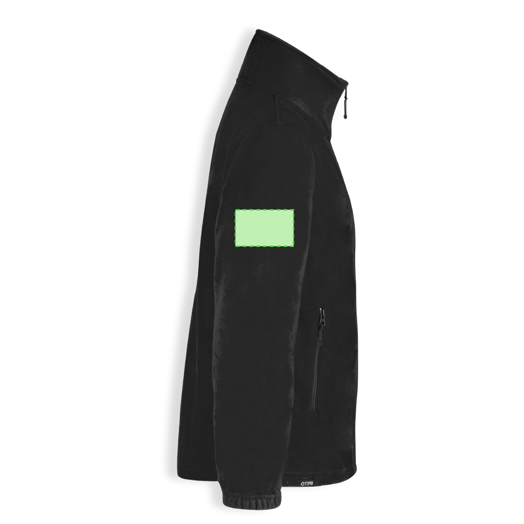 Chaqueta polar Diston adulto RPET — polar fleece RPET 280 g/m² anti-pilling, cuello alto, cremallera invisible en bolsillos, puños ribete elástico