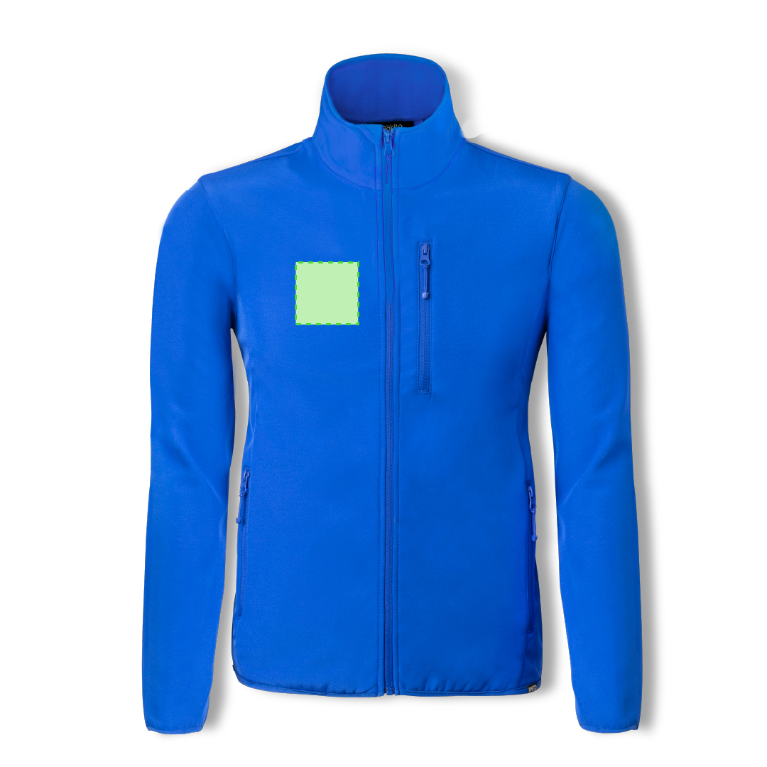 Chaqueta Scola adulto soft shell RPET doble capa — exterior soft shell RPET 92% poliéster/8% elastano + interior microfleece RPET 300 g/m²