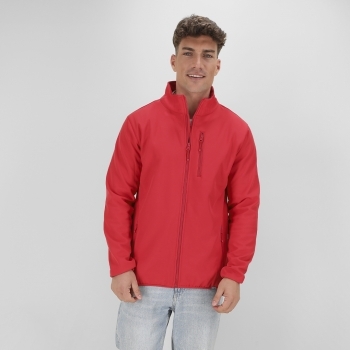 Chaqueta Scola adulto soft shell RPET doble capa — exterior soft shell RPET 92% poliéster/8% elastano + interior microfleece RPET 300 g/m²