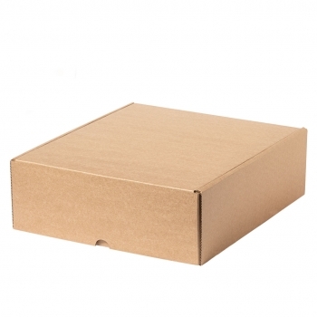 Caja de presentación XL en cartón corrugado FSC kraft — 26,5x30x9 cm, el mayor tamaño de la gama kraft