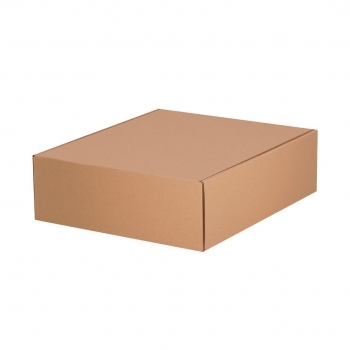 Caja de presentación XL en cartón corrugado FSC kraft — 26,5x30x9 cm, el mayor tamaño de la gama kraft