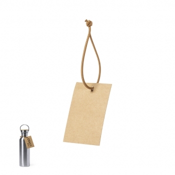 Hangtag de presentación en cartón reciclado kraft con cuerda elástica marrón a juego — 5x8 cm