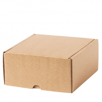 Caja de presentación S en cartón corrugado FSC kraft — 16x15x8,5 cm, tamaño pequeño de la gama kraft